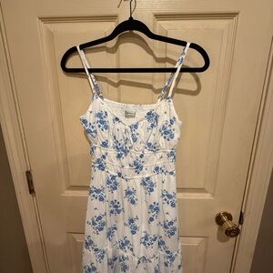 Hollister White Sundress with Blue Floral Print